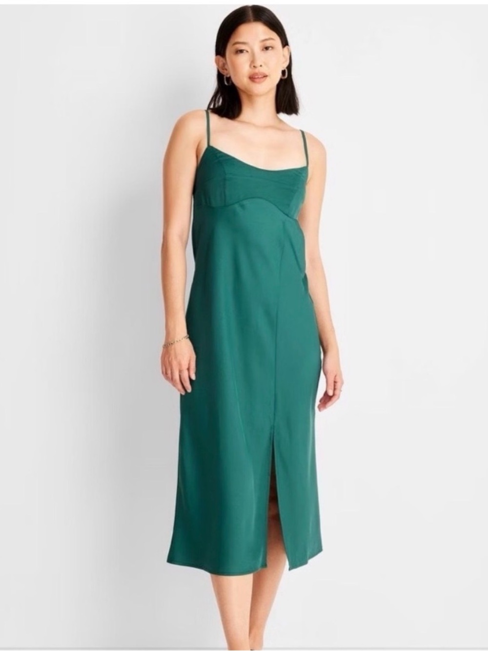 Green Satin Slip Dress